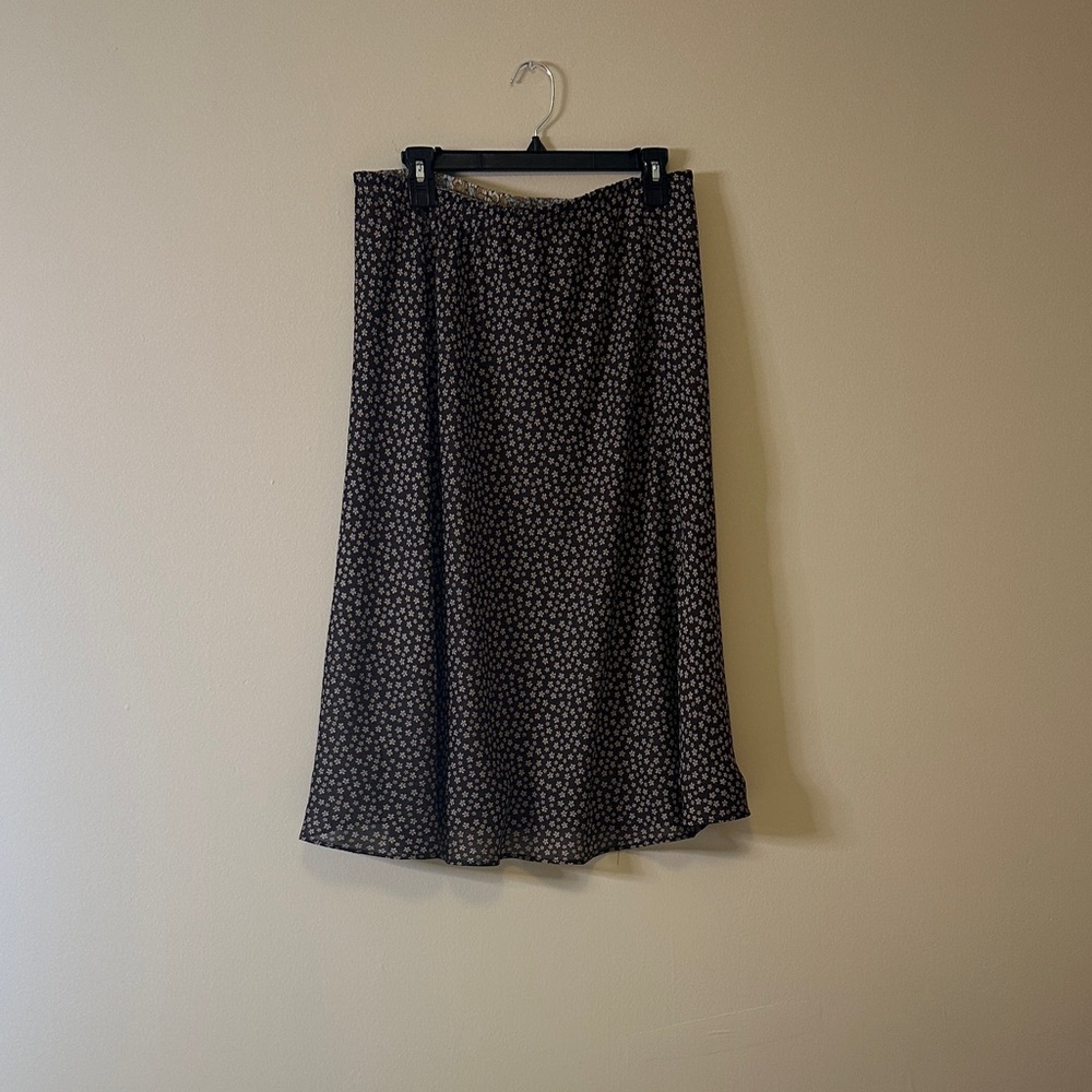 Brown and White A-Line Midi reversible Skirt for Casual Wear